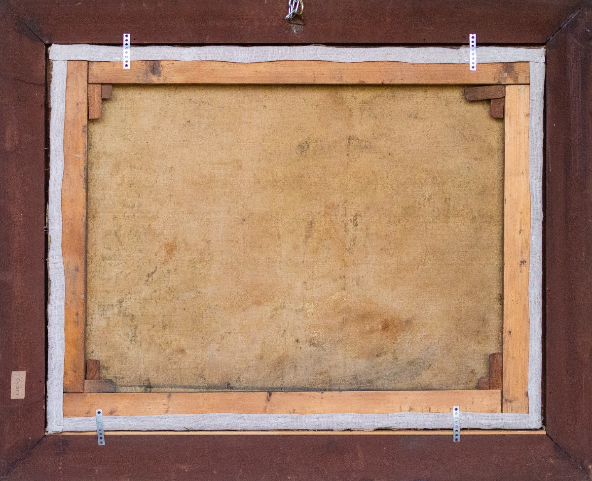 Scena di lettura in paesaggio montano – Pittura italiana, fine XIX secolo-photo-3