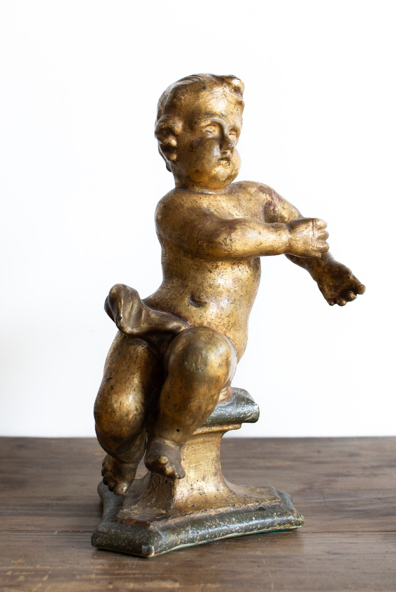 Coppia di putti in legno dorato e laccato – Lombardia, fine XVII secolo-photo-2