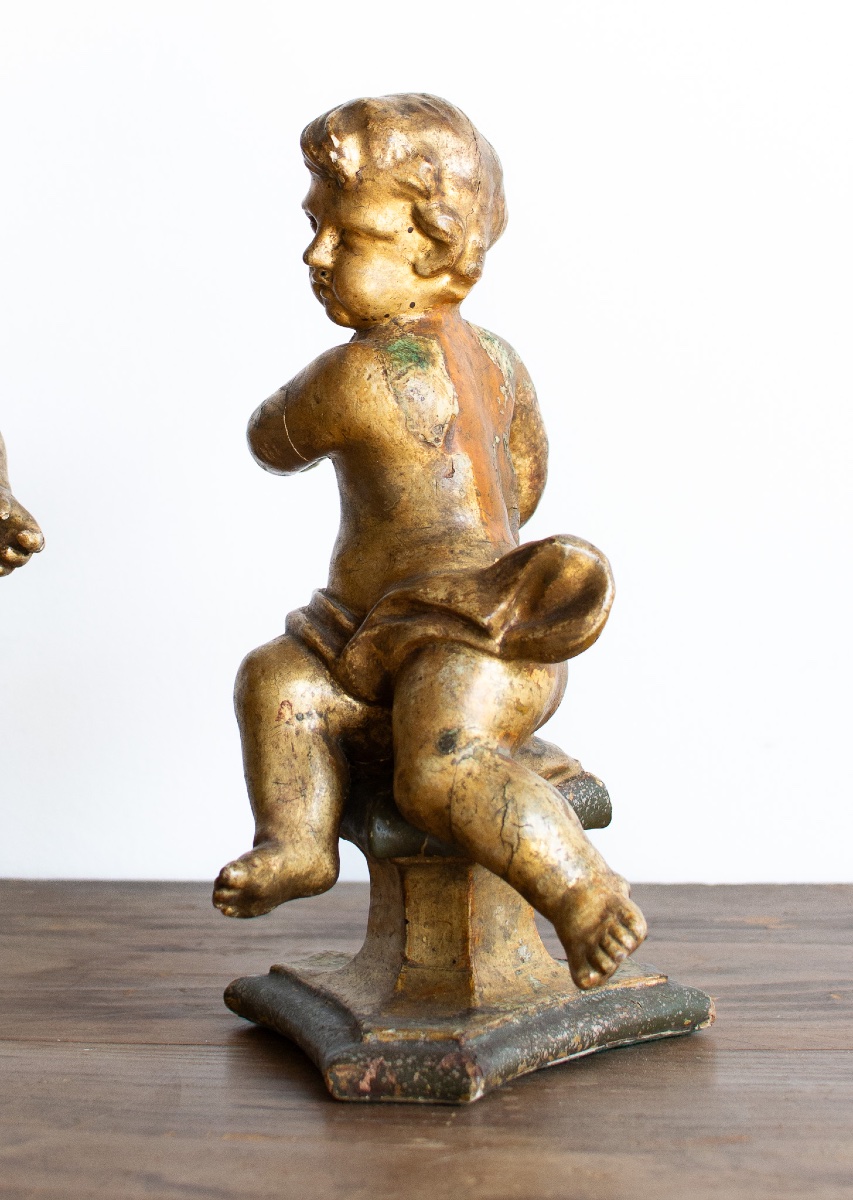Coppia di putti in legno dorato e laccato – Lombardia, fine XVII secolo-photo-2
