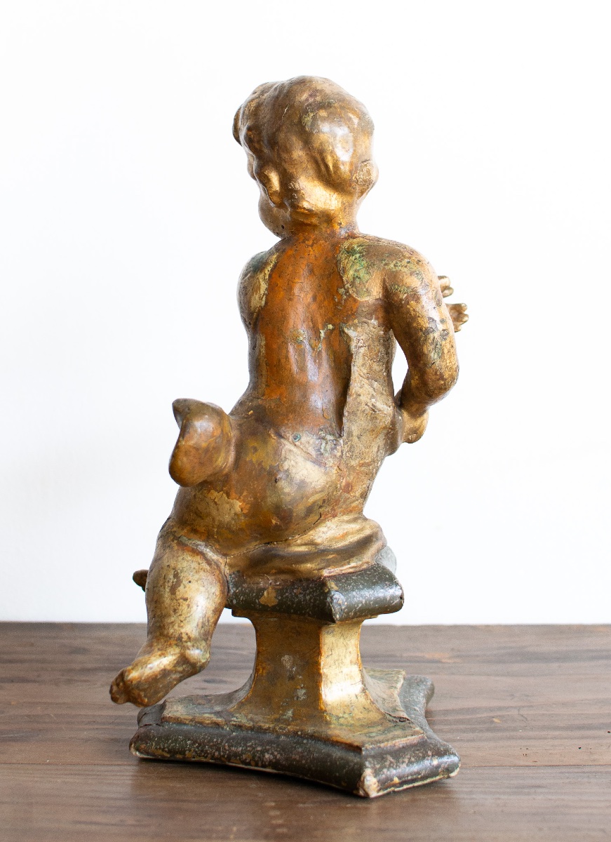 Coppia di putti in legno dorato e laccato – Lombardia, fine XVII secolo-photo-3