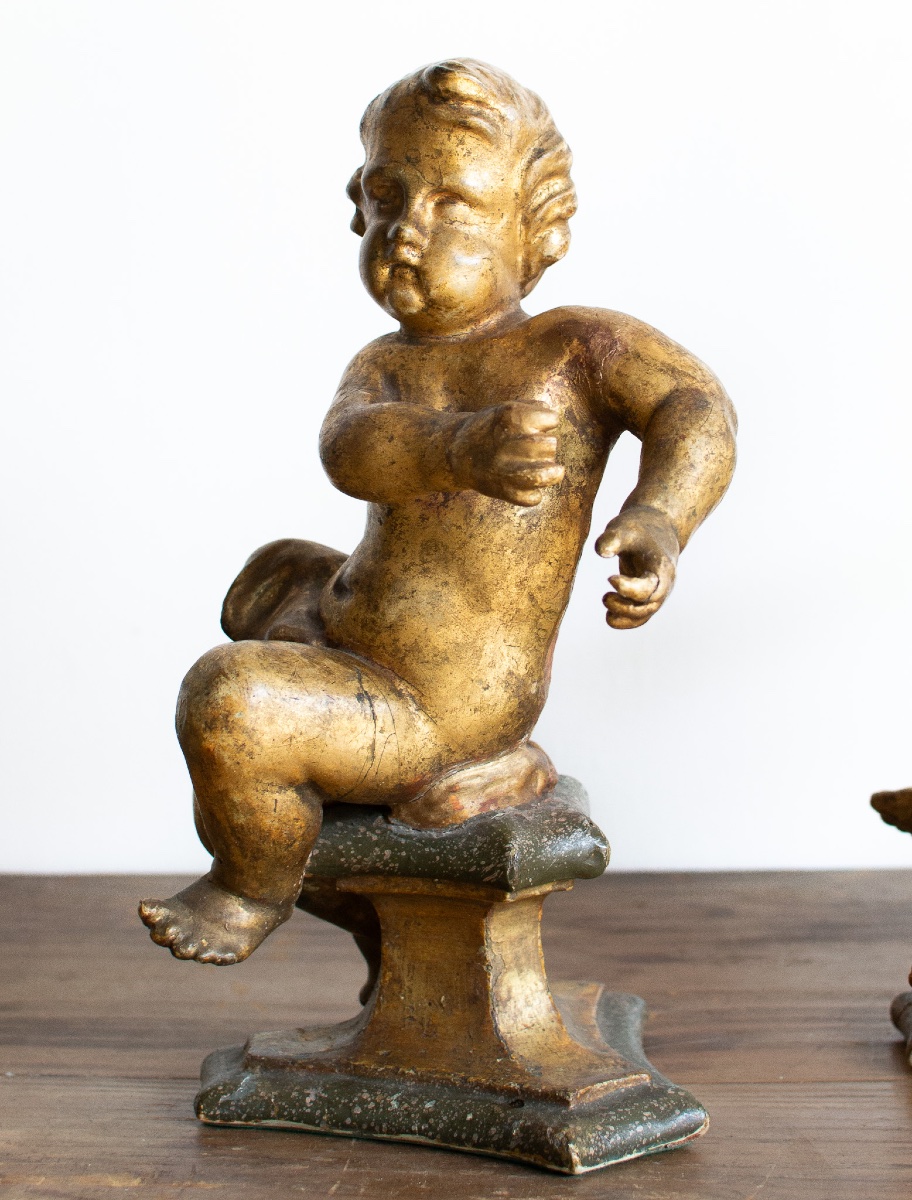 Coppia di putti in legno dorato e laccato – Lombardia, fine XVII secolo-photo-5
