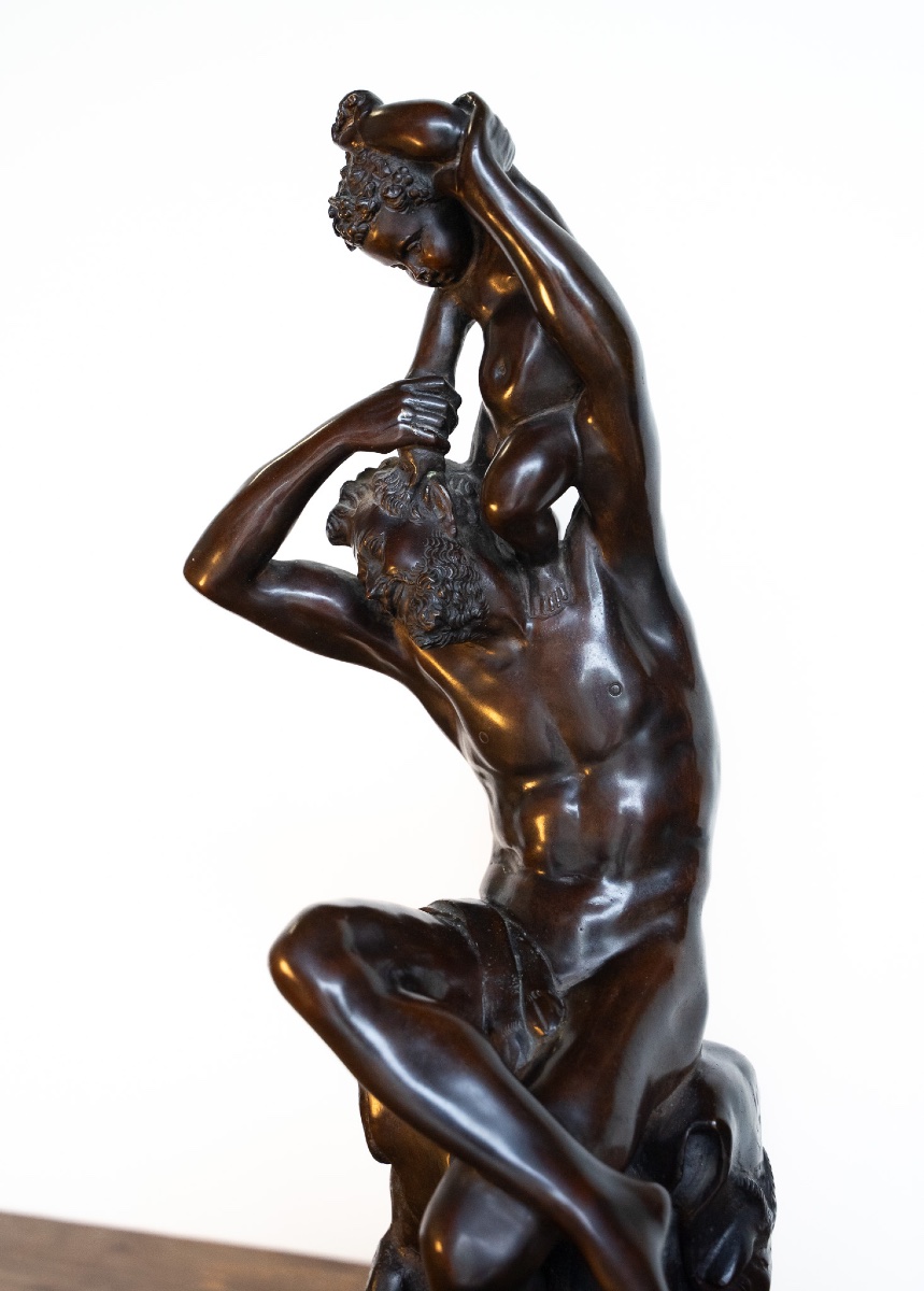 Scultura in bronzo di nudo maschile con bambino – Ferdinando De Luca, Napoli, fine XIX secolo-photo-3