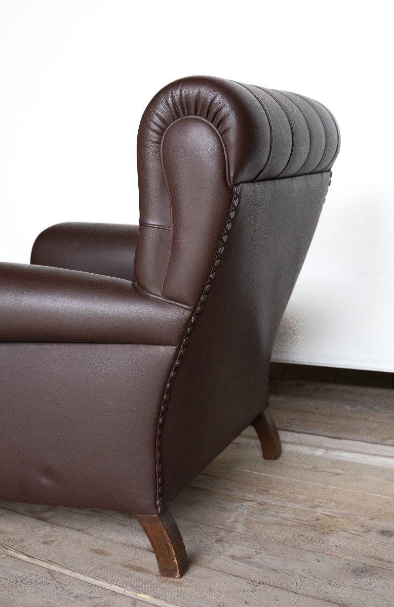 Coppia di poltrone Frau in pelle testa di moro – Anni ’60/’70-photo-7