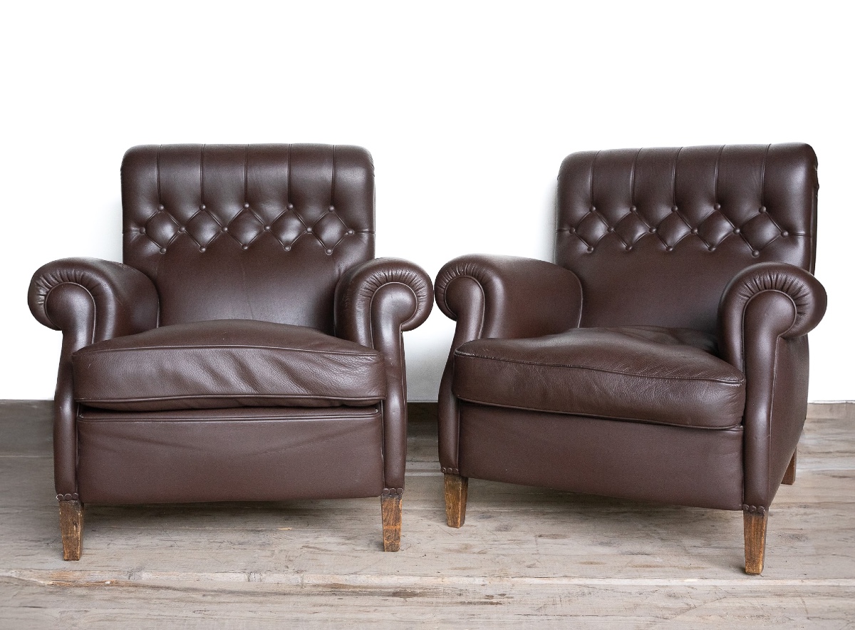 Coppia di poltrone Frau in pelle testa di moro – Anni ’60/’70