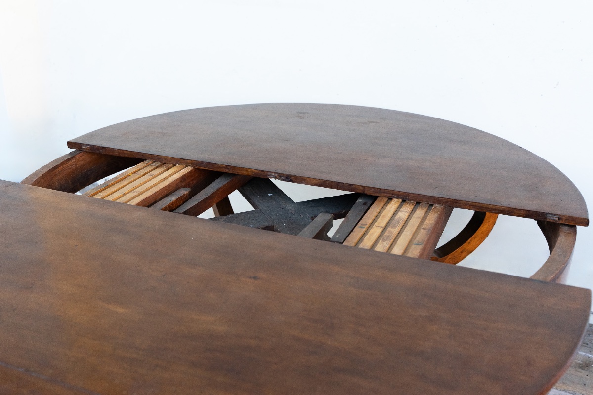 Tavolo Rotondo in Noce a Cestello – Metà Ottocento-photo-4