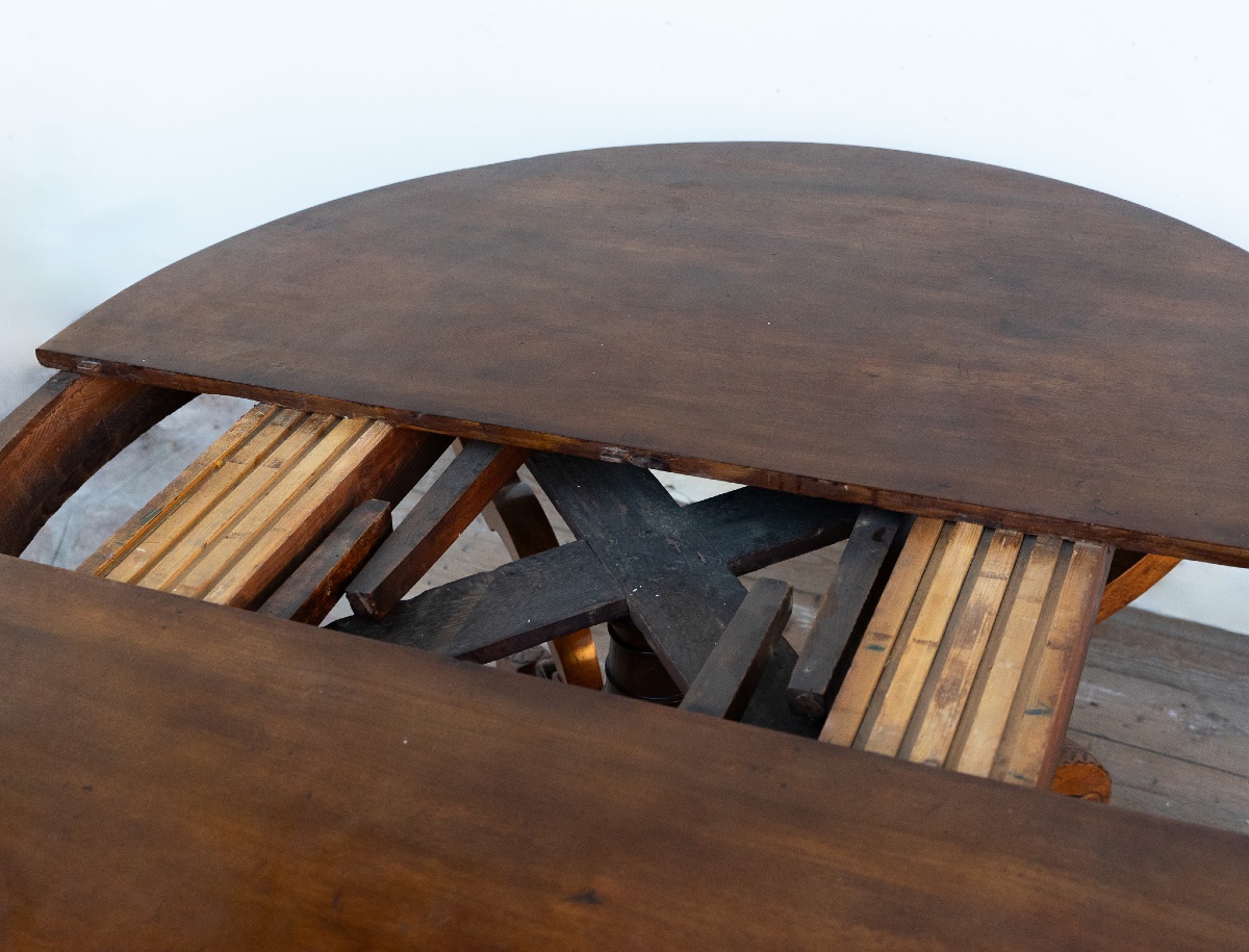 Tavolo Rotondo in Noce a Cestello – Metà Ottocento-photo-5