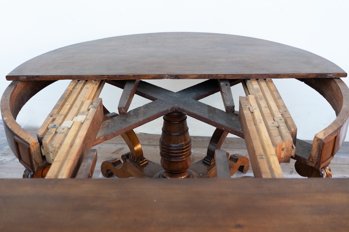 Tavolo Rotondo in Noce a Cestello – Metà Ottocento-photo-7