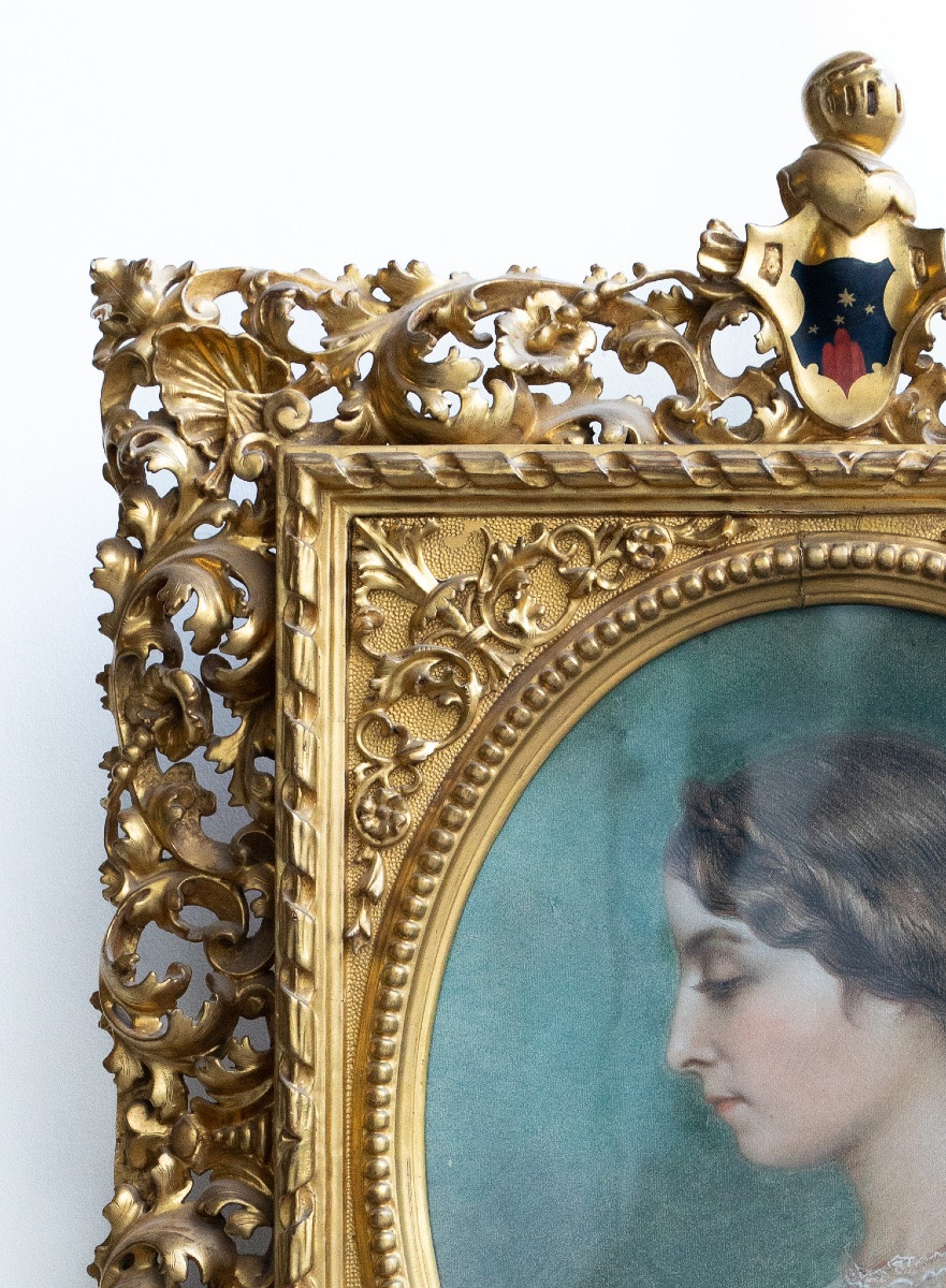 Meravigliosa cornice in legno intagliato e dorato dell’Ottocento-photo-2