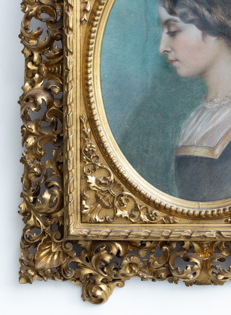 Meravigliosa cornice in legno intagliato e dorato dell’Ottocento-photo-4
