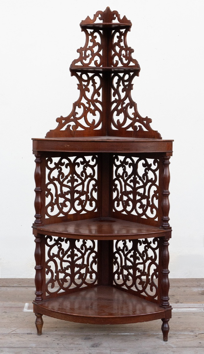 Coppia di angoliere in noce – Emilia, XIX secolo-photo-3