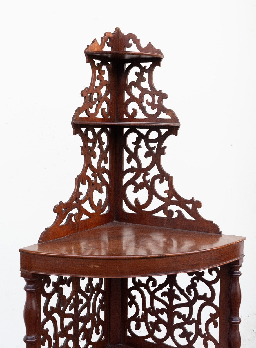 Coppia di angoliere in noce – Emilia, XIX secolo-photo-1