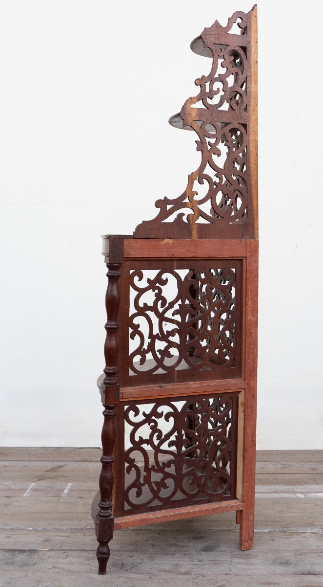 Coppia di angoliere in noce – Emilia, XIX secolo-photo-5