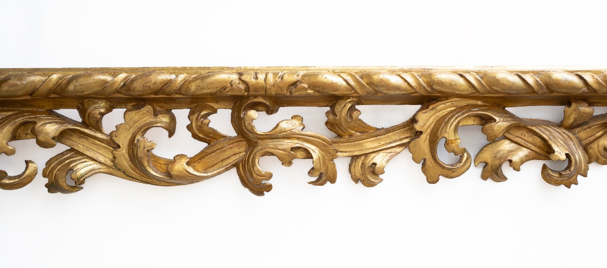 Antico fregio ornamentale in legno dorato-photo-3