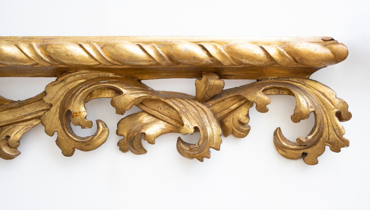 Antico fregio ornamentale in legno dorato-photo-2