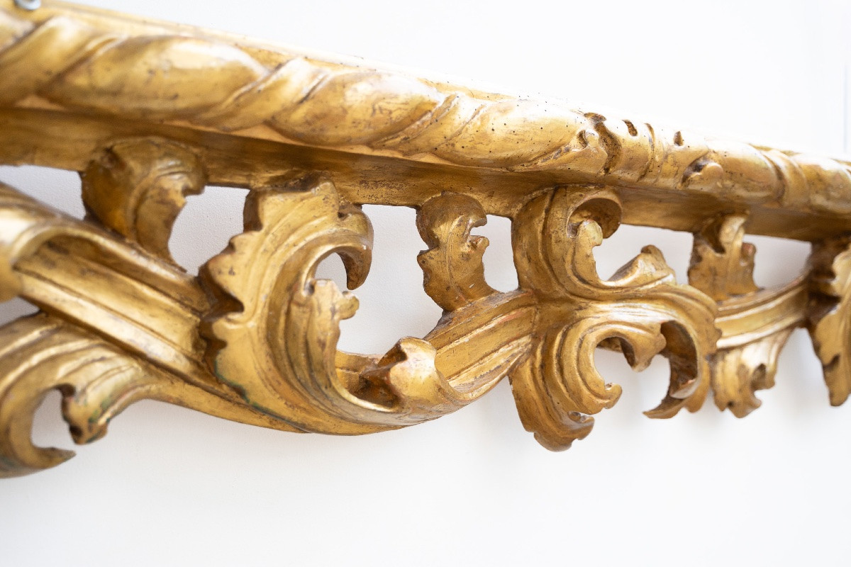 Antico fregio ornamentale in legno dorato-photo-3