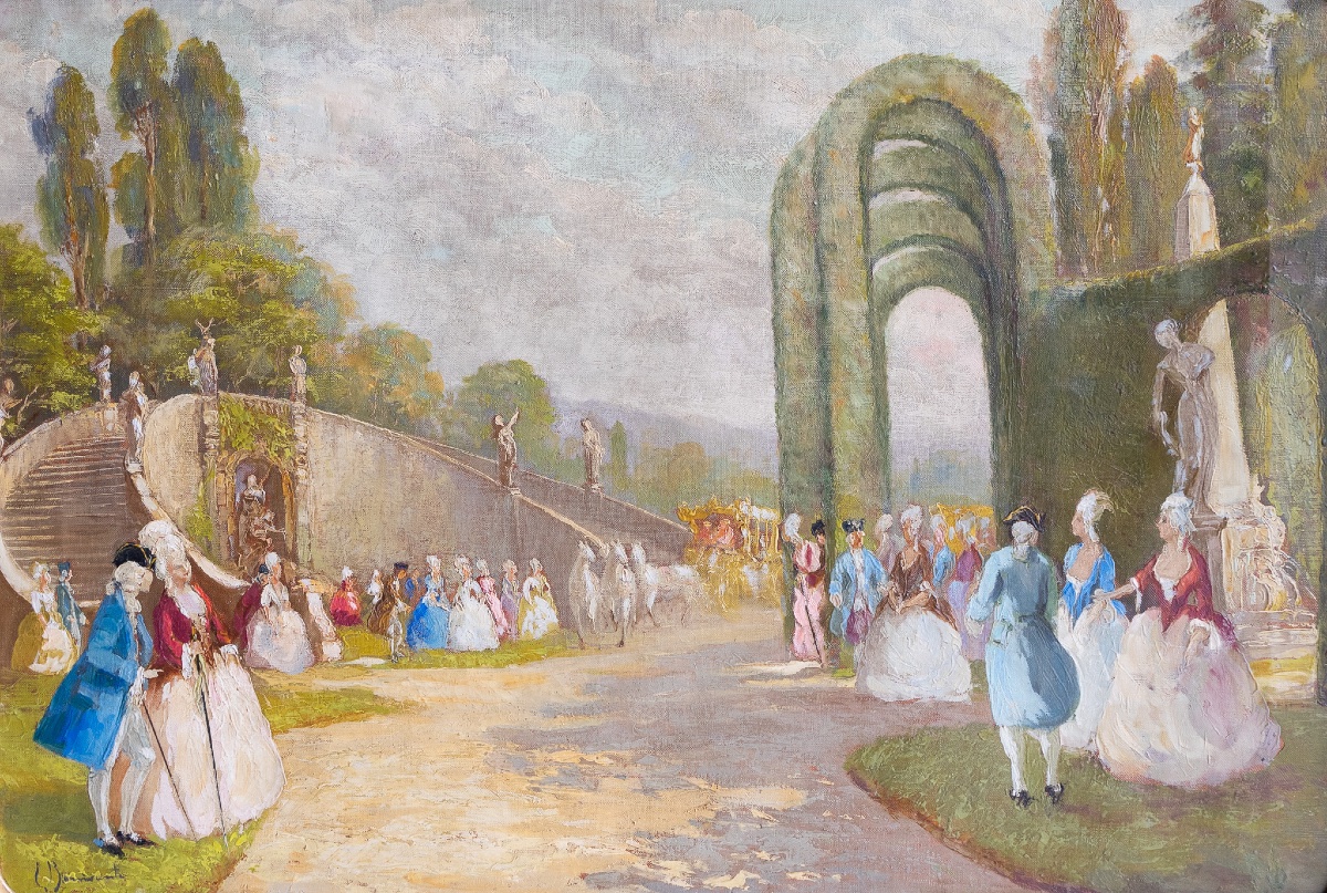 Dame e gentiluomini in giardino aristocratico - Eugenio Bonivento-photo-2