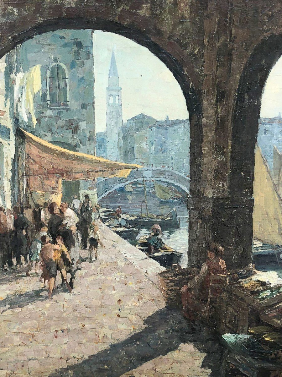 Angelo Brombo (1893-1962) – Scena di Mercato a Chioggia-photo-2