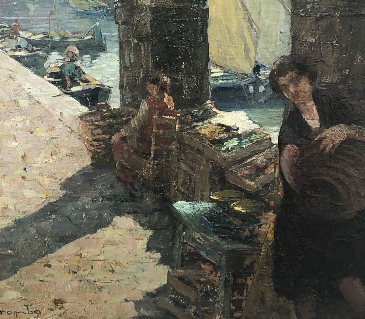 Angelo Brombo (1893-1962) – Scena di Mercato a Chioggia-photo-1
