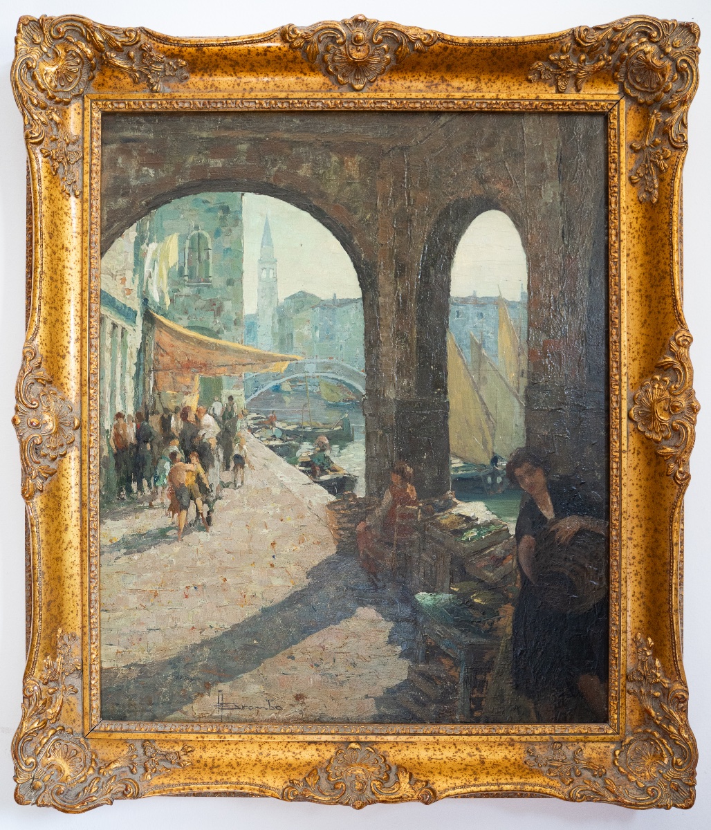Angelo Brombo (1893-1962) – Scena di Mercato a Chioggia