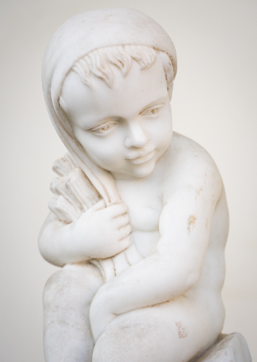 Coppia di putti allegorici in marmo di Carrara – XIX secolo-photo-3