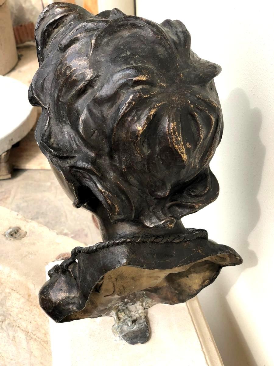 Sculpture  ancienne buste italinne  bronze 19eme siècle-photo-6