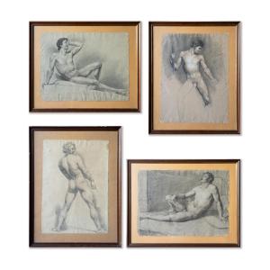 Studi accademici di nudo maschile – Scuola neoclassica, prima metà del XIX secolo