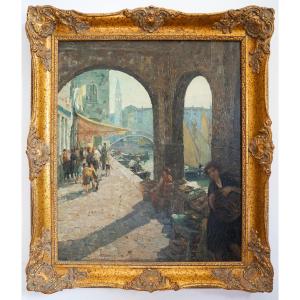 Angelo Brombo (1893-1962) – Scena di Mercato a Chioggia