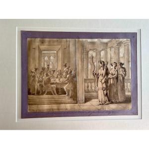 Ecole Romaine 18è Pénélope Apporte Aux Prétendants L’arc Et Le Carquois D’ulysse