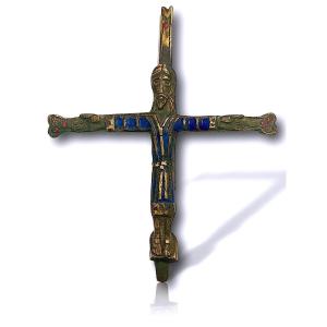 Roman Enameled Bronze Crucifix
