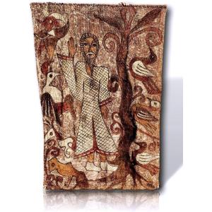 Medieval Painted Canvas – Sacred And Symbolic Scene