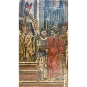 Christ Before Caiaphas – Oil On Woven Linen, Northern Italy, 16th Century