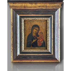 Ancient Icon Of Mary And Jesus – Crete Or Balkans, 16th Century