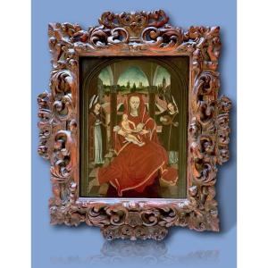 "the Virgin Between Two Musical Angels" – After Hans Memling – Oil On Canvas 