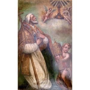 Saint Gregory The Great In Eucharistic Vision – Angel Wearing The Papal Tiara – Italy, 16th Century