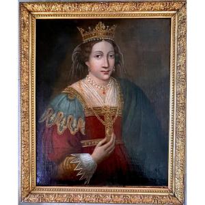 Rare Portrait Of Saint Clotilde, Wife Of Clovis – Italian School – Oil On Canvas – 18th Century
