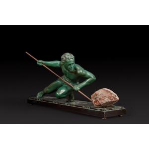 Bronze Statue “the Effort” Or “the Athlete” By Gustave Louis Buchet (1888-1963) 