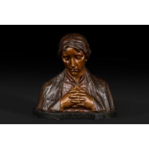 “mater Dolorosa” Bronze Bust By Adolf Josef Pohl (1872-1930)