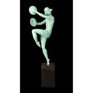 Art Deco Metal Sculpture "the Dancer With Cymbals" By Enrique Molins-balleste (1893-1958)