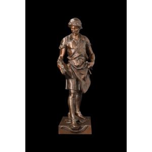 Bronze Sculpture "science Guiding Industry" By émile Picault (1833-1915)