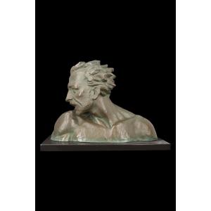 "man's Bust" (plaster With Bronze Patina, Numbered: 2255) By Johannes Dommisse (1878-1955)