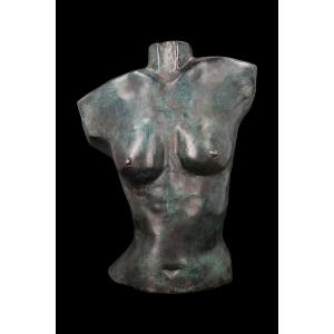 Patinated Brass Sculpture "woman's Bust"