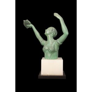Art Deco Spelter Sculpture "bust Of A Woman"
