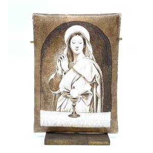 Enamelled Plaque Representing The Virgin Mary, Attributed To Limoges (19th Century)