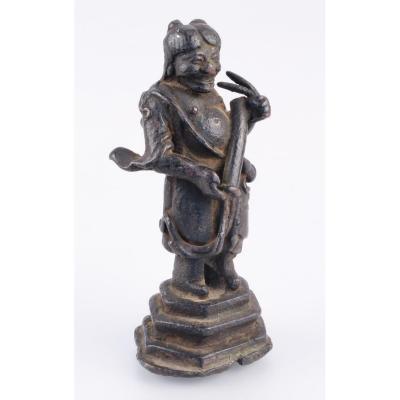 Chinese Character, Standing, On A Base Making Thought About Zhangguolao, One Of The Eight Immortal Gods