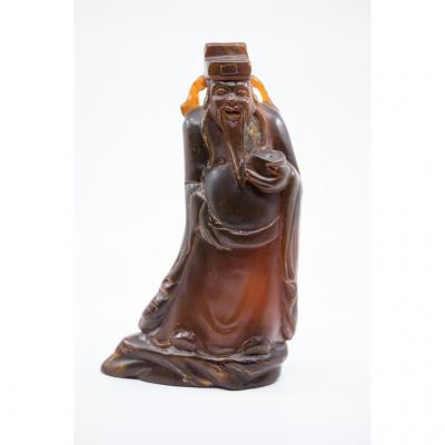 Small Character Representing A Dignitary Or A Chinese Monk - 20th Century