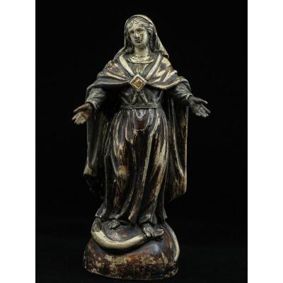 Virgin In Polychrome Wood - 18th Century