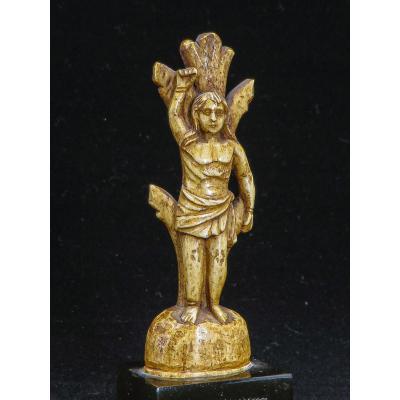 Small Statuette Depicting A Saint Sebastian Bone - Indo-portuguese, 17th Century