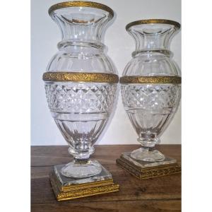 Pair Of Baccarat Crystal Vases