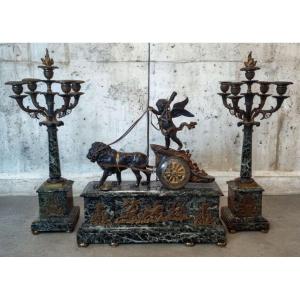 Empire Style Bronze And Marble Mantelpiece, Napoleon III Period