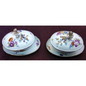 Pair Of Meissen Legumier